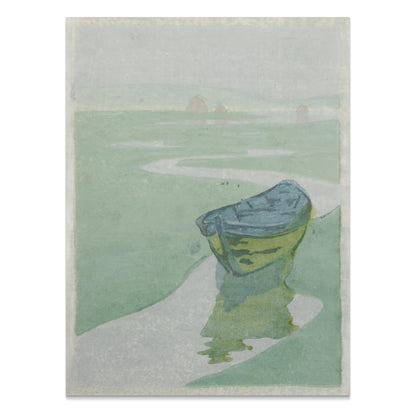 Premium Poster of Tranquil Landscape with Abandoned Boat Posters