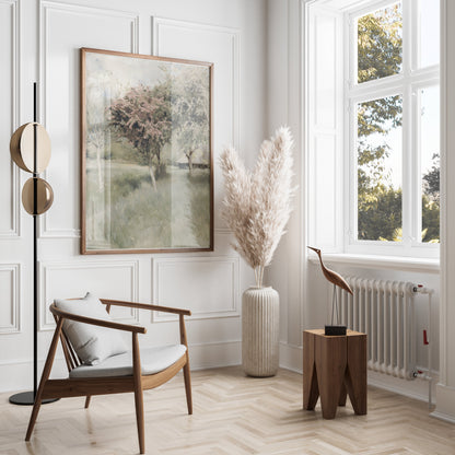 Premium Poster of Tranquil Landscape with Blossoming Trees Posters