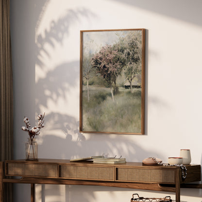 Premium Poster of Tranquil Landscape with Blossoming Trees Posters
