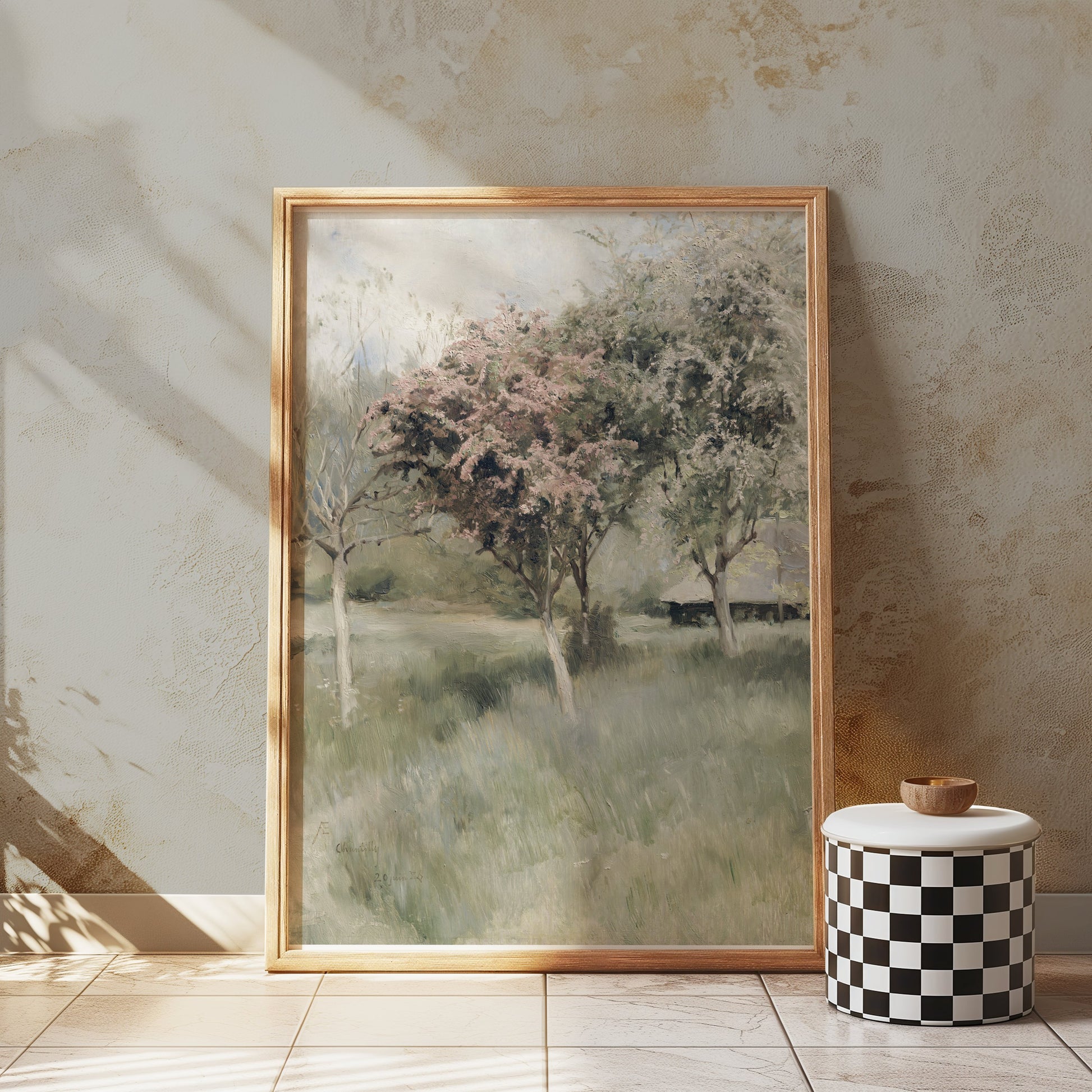 Premium Poster of Tranquil Landscape with Blossoming Trees Posters