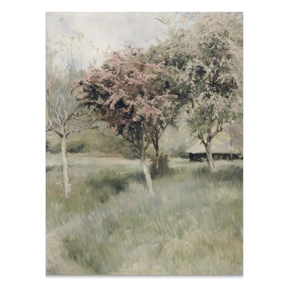 Premium Poster of Tranquil Landscape with Blossoming Trees Posters