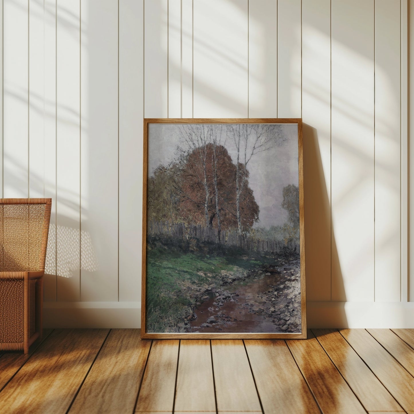 Premium Poster of Tranquil Landscape with Stream Autumn Trees Posters