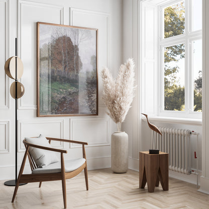 Premium Poster of Tranquil Landscape with Stream Autumn Trees Posters