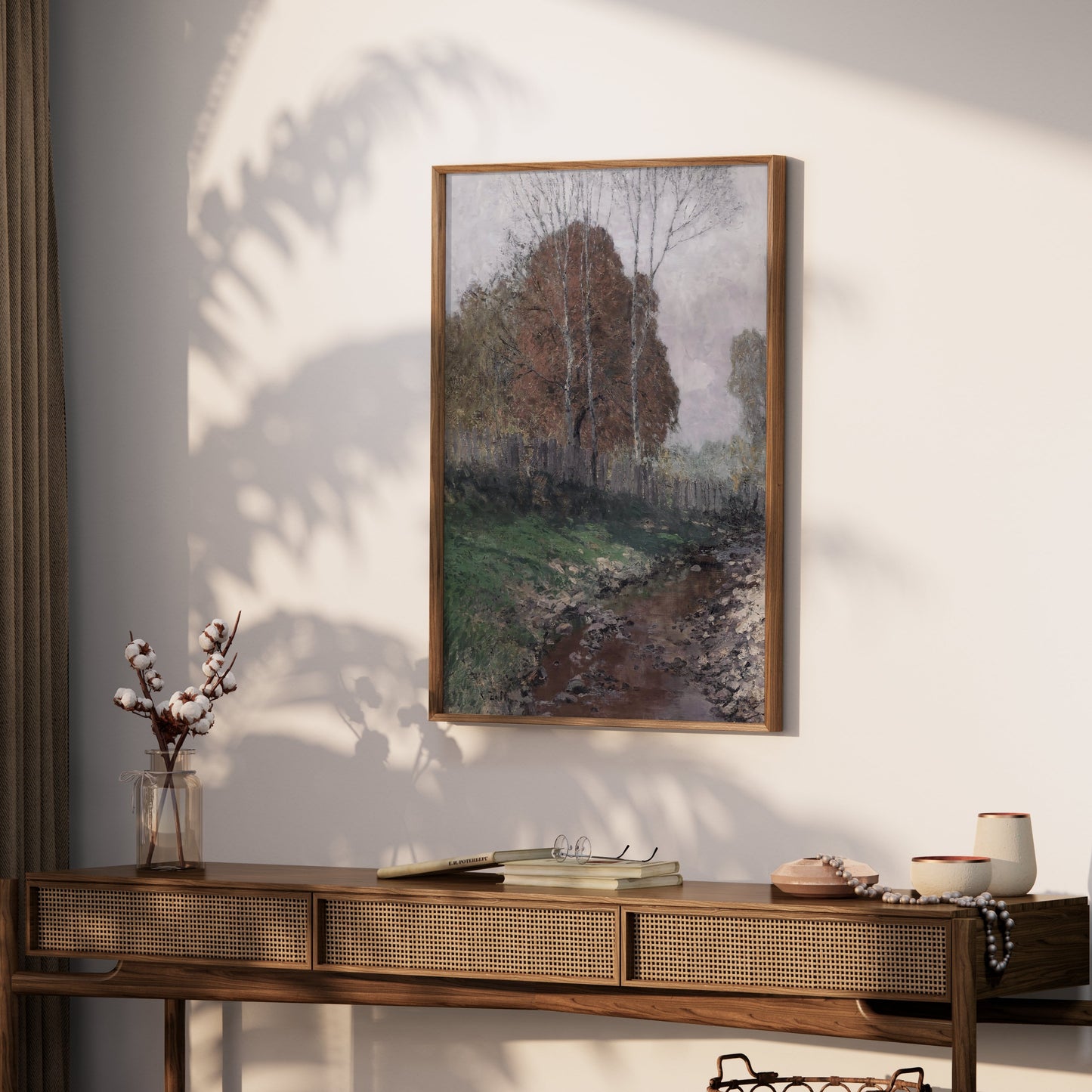Premium Poster of Tranquil Landscape with Stream Autumn Trees Posters