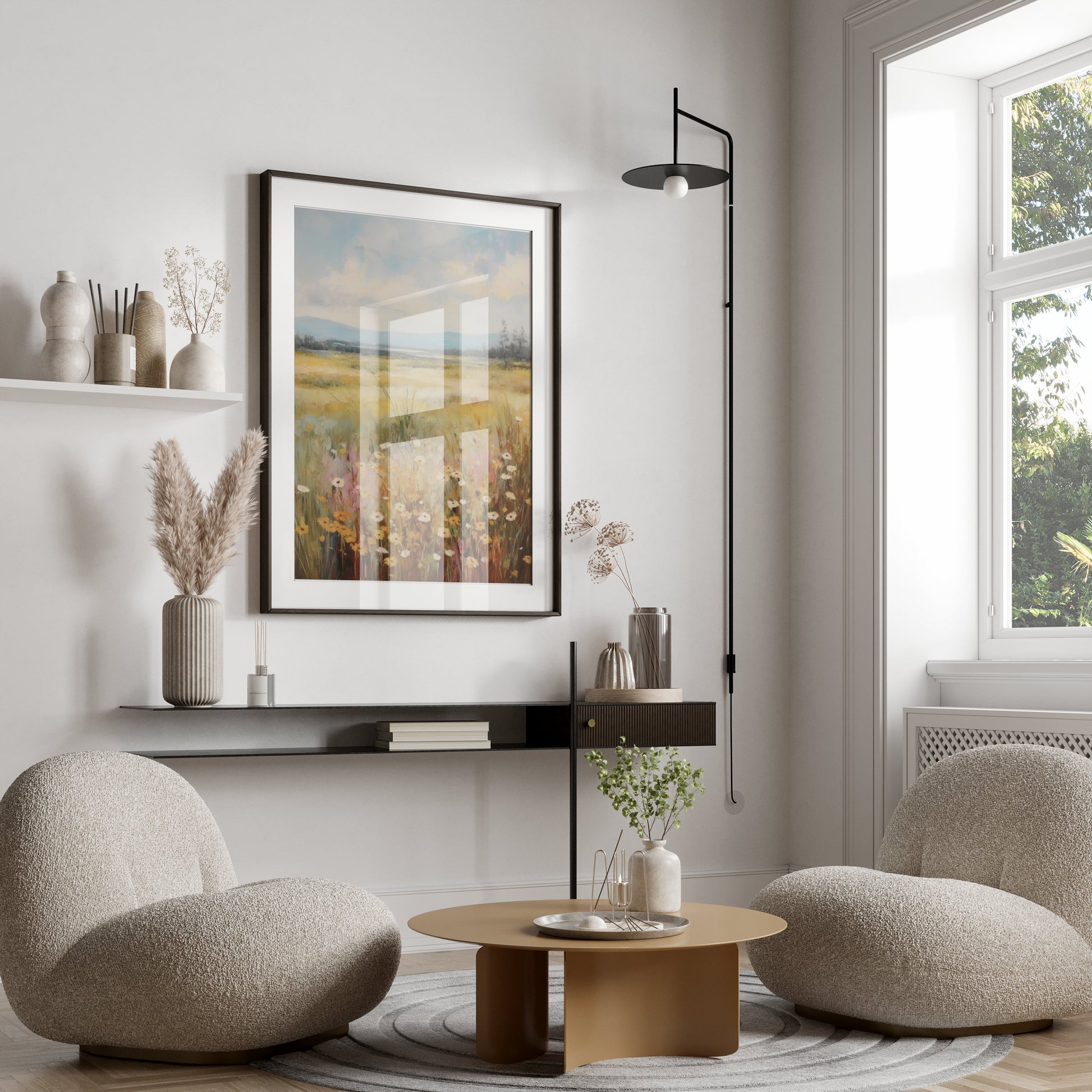 Premium Poster of Tranquil Meadow Country Landscape Wall Art Posters