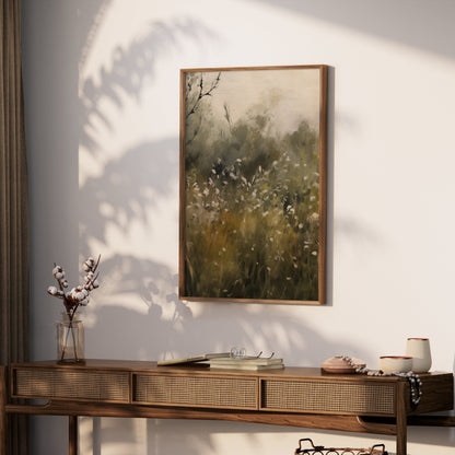 Premium Poster of Tranquil Meadow with White Flowers Art Print Posters