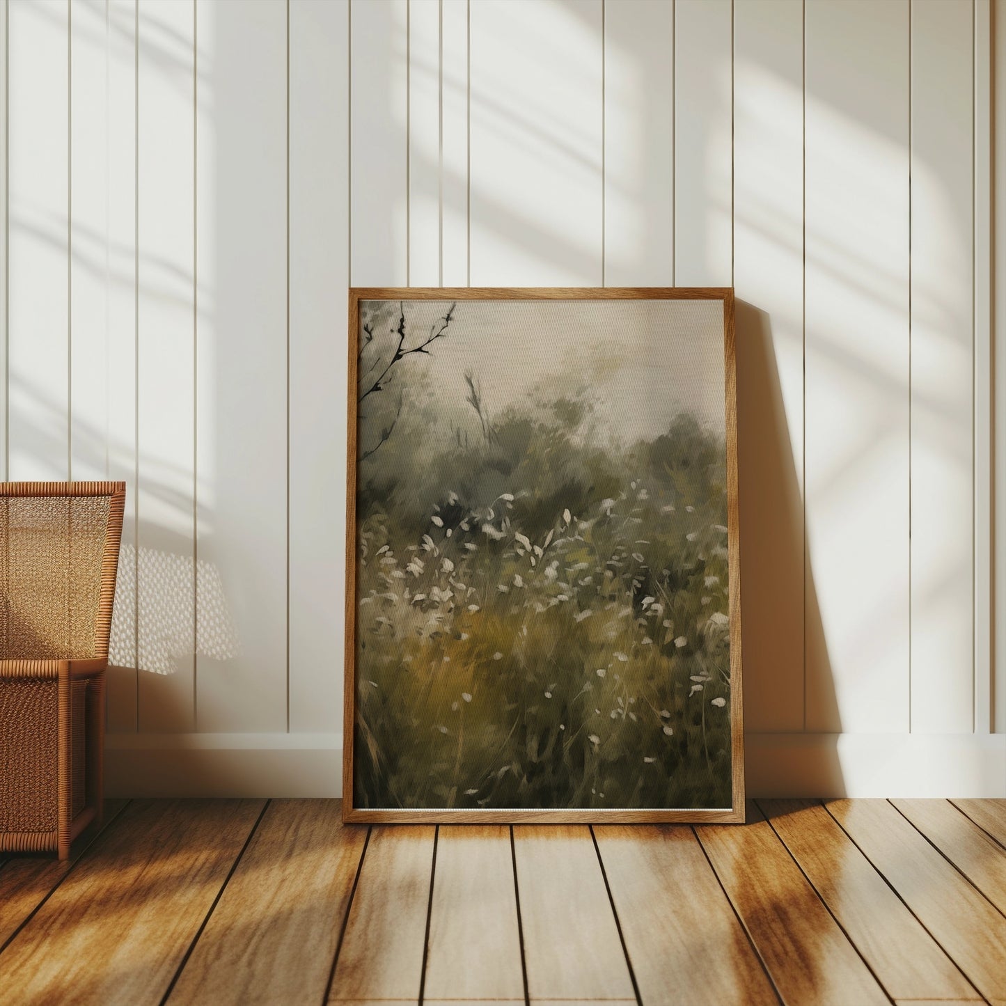 Premium Poster of Tranquil Meadow with White Flowers Art Print Posters