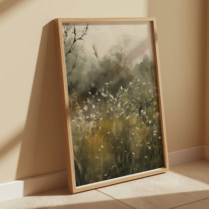 Premium Poster of Tranquil Meadow with White Flowers Art Print Posters