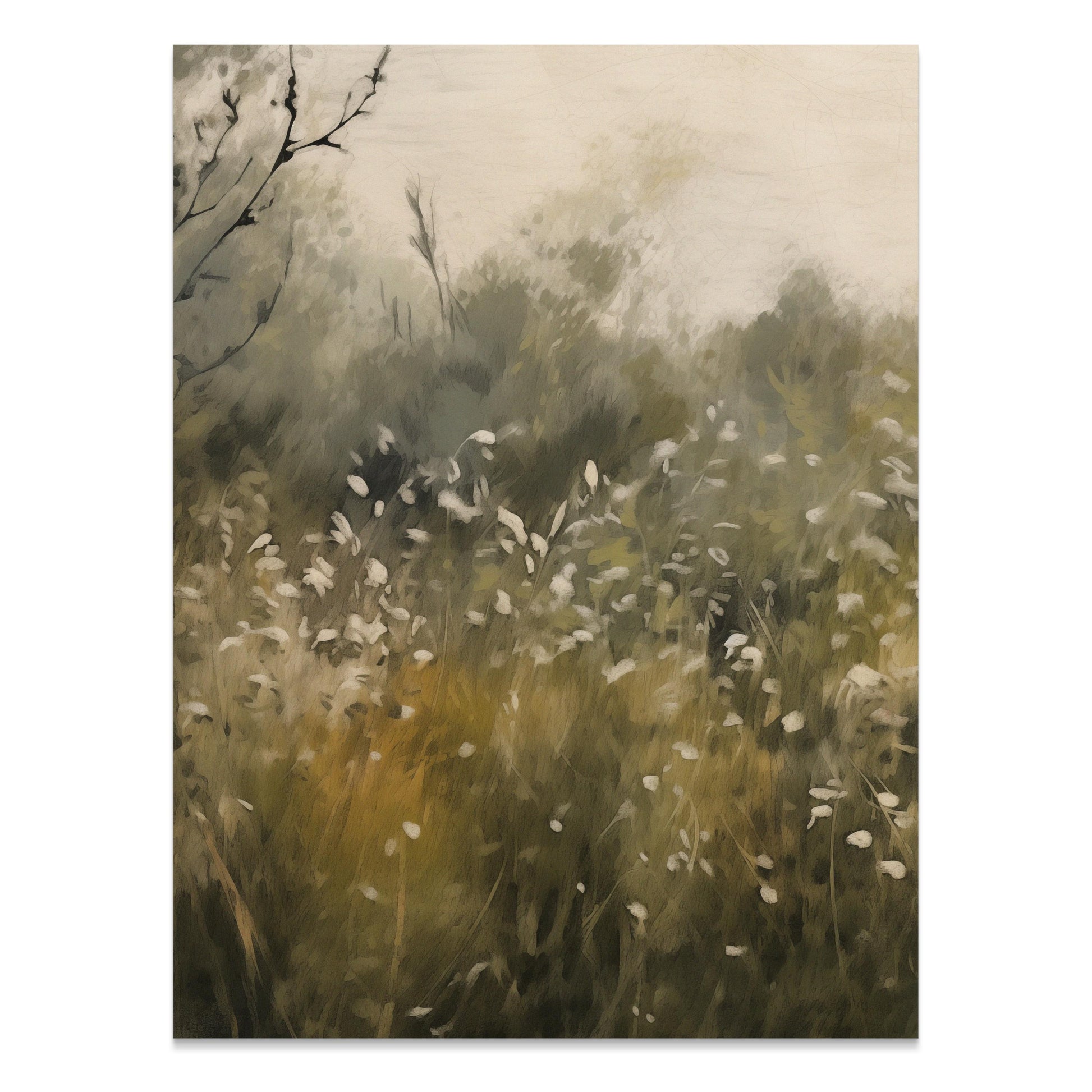 Premium Poster of Tranquil Meadow with White Flowers Art Print Posters