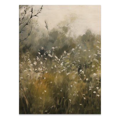 Premium Poster of Tranquil Meadow with White Flowers Art Print Posters