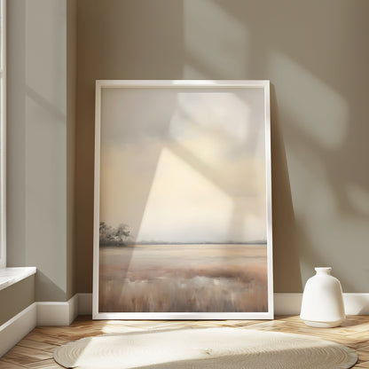 Premium Poster of Tranquil Misty Sunrise Over Serene Marshland Posters