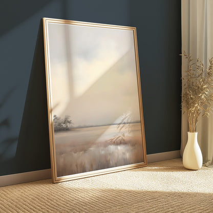 Premium Poster of Tranquil Misty Sunrise Over Serene Marshland Posters