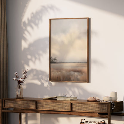 Premium Poster of Tranquil Misty Sunrise Over Serene Marshland Posters
