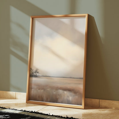Premium Poster of Tranquil Misty Sunrise Over Serene Marshland Posters