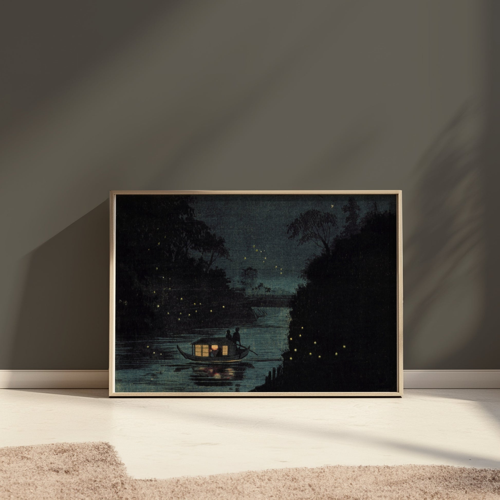 Premium Poster of Tranquil Night on a River with Fireflies Posters