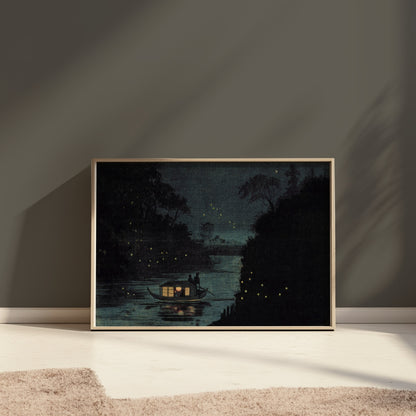Premium Poster of Tranquil Night on a River with Fireflies Posters