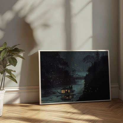 Premium Poster of Tranquil Night on a River with Fireflies Posters