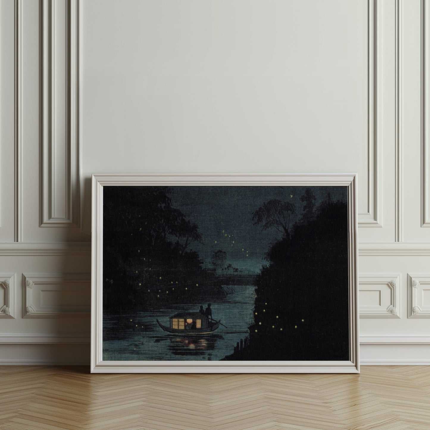 Premium Poster of Tranquil Night on a River with Fireflies Posters