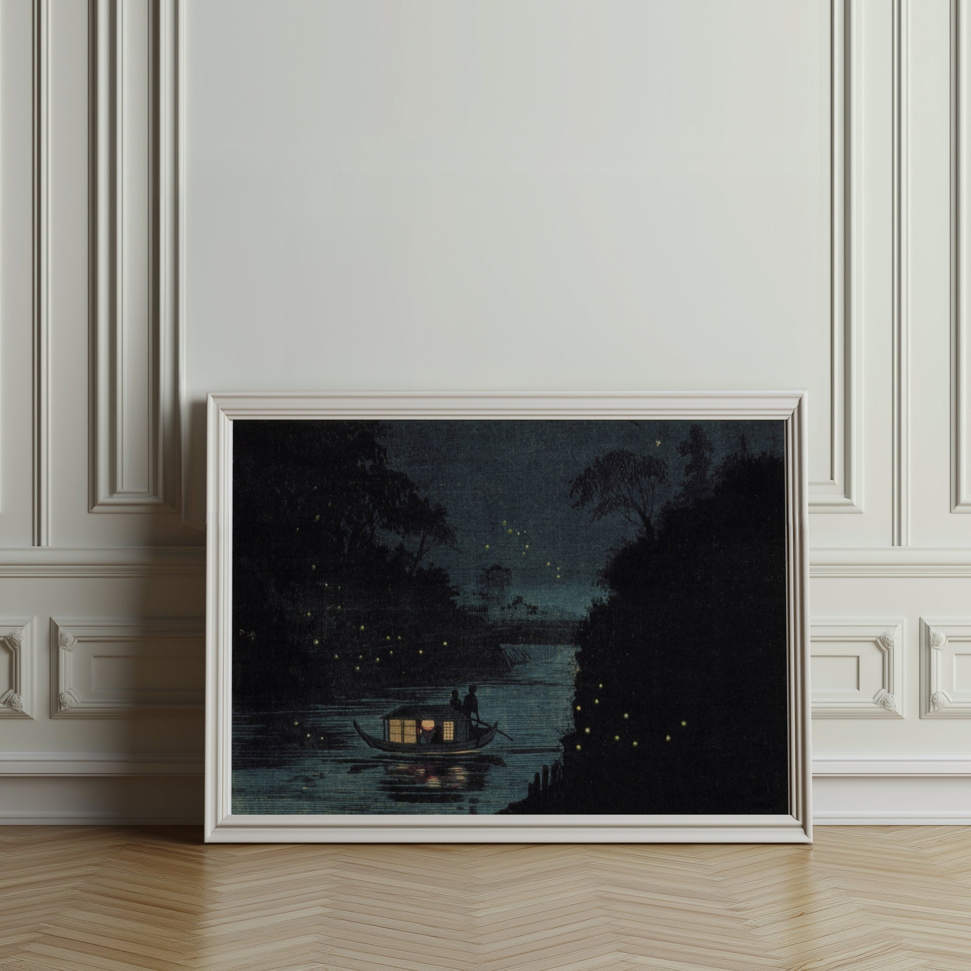 Premium Poster of Tranquil Night on a River with Fireflies Posters