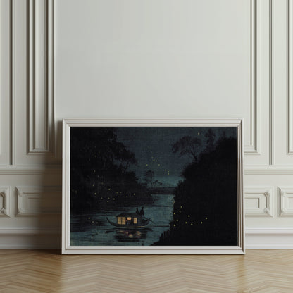 Premium Poster of Tranquil Night on a River with Fireflies Posters
