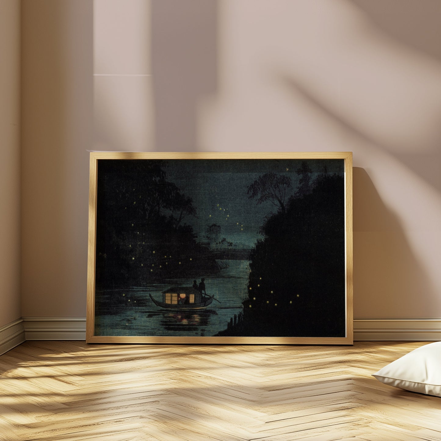 Premium Poster of Tranquil Night on a River with Fireflies Posters