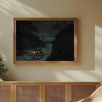 Premium Poster of Tranquil Night on a River with Fireflies Posters