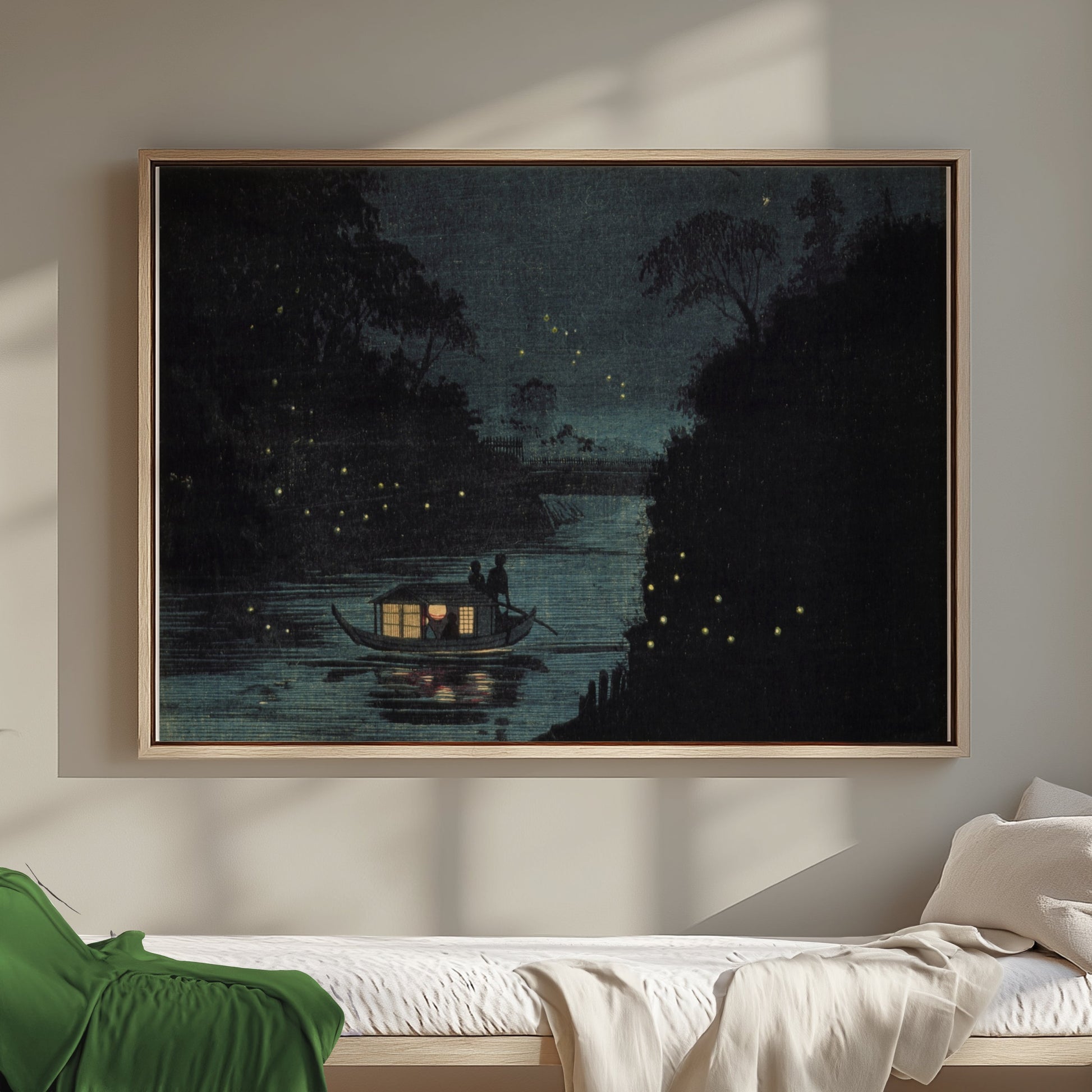 Premium Poster of Tranquil Night on a River with Fireflies Posters