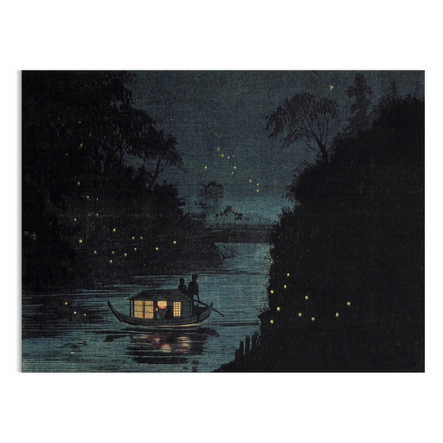 Premium Poster of Tranquil Night on a River with Fireflies Posters