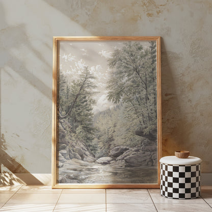 Premium Poster of Tranquil River Gorge with Lush Greenery Posters