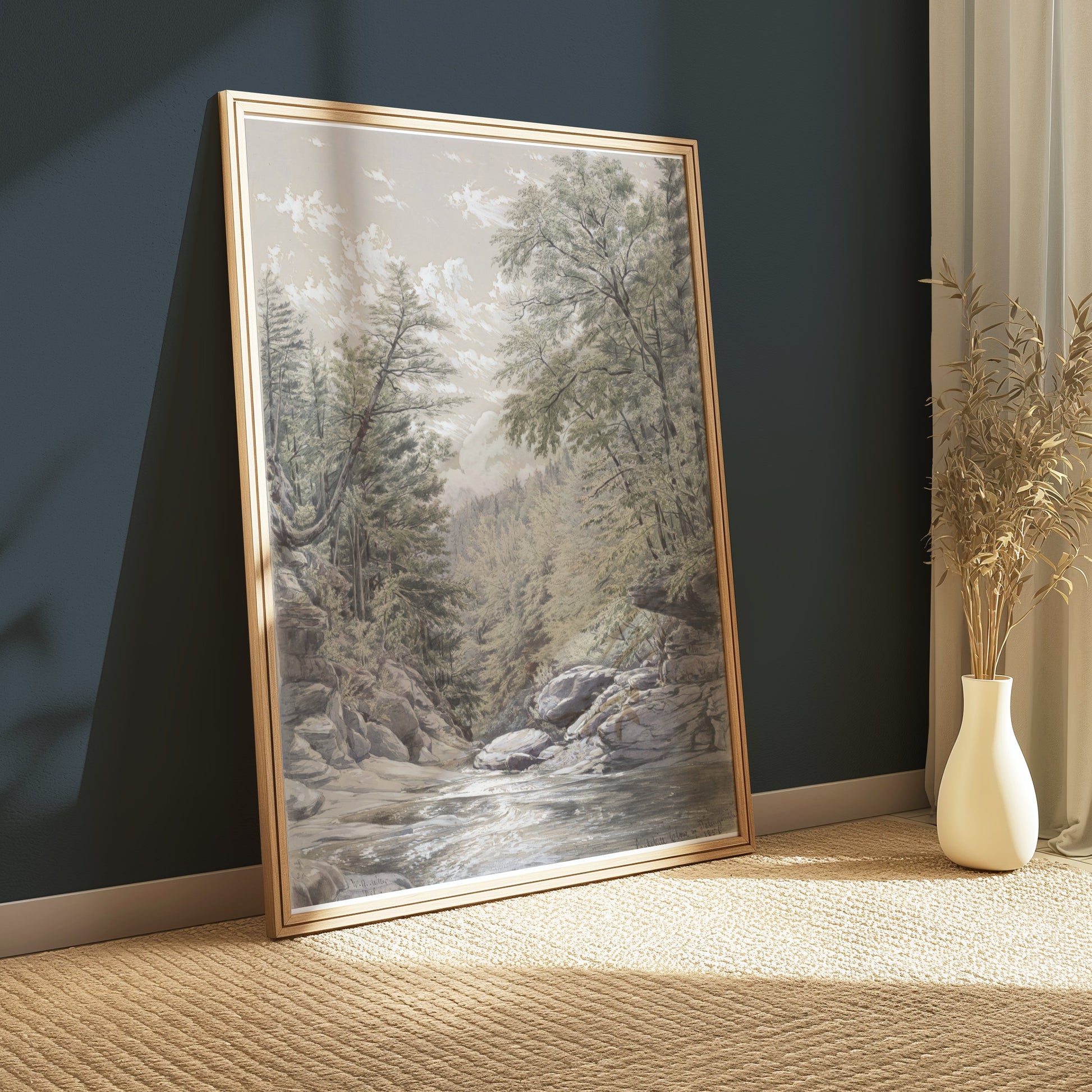Premium Poster of Tranquil River Gorge with Lush Greenery Posters