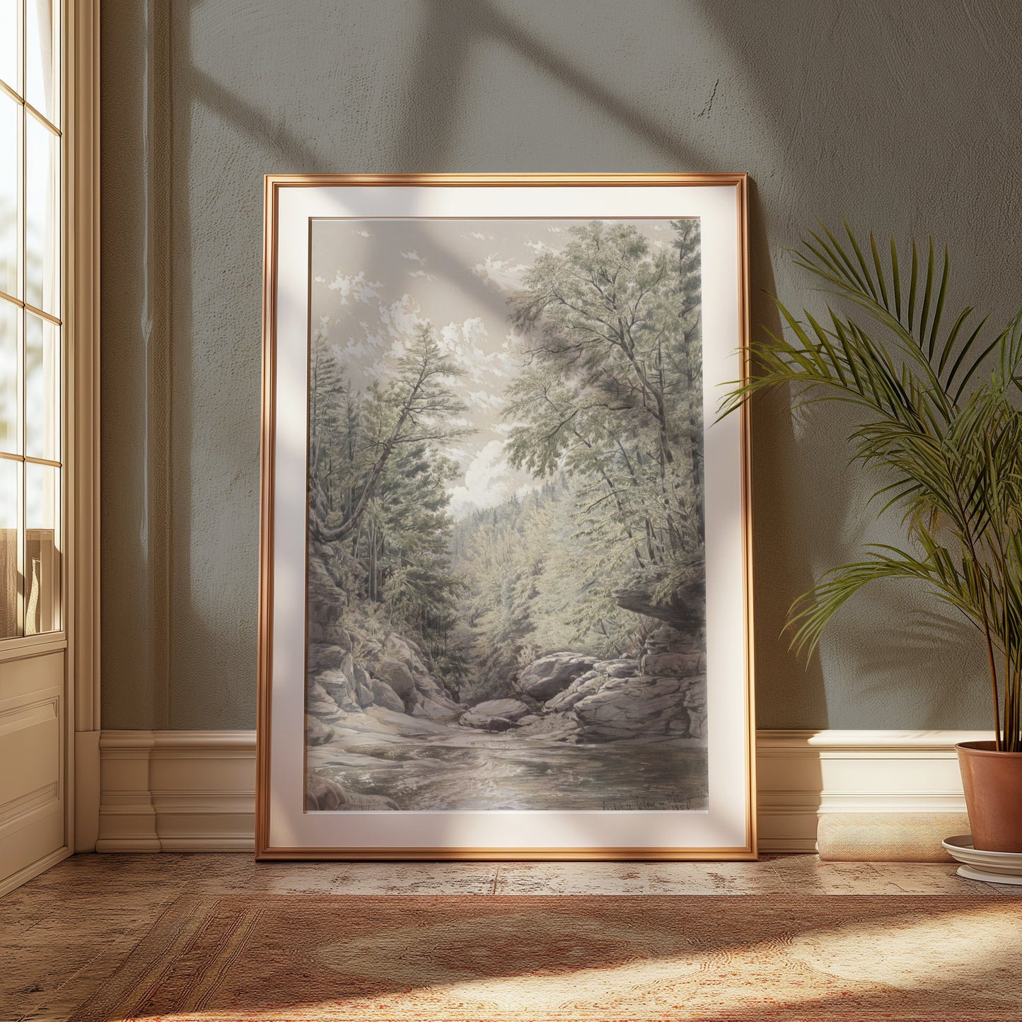 Premium Poster of Tranquil River Gorge with Lush Greenery Posters