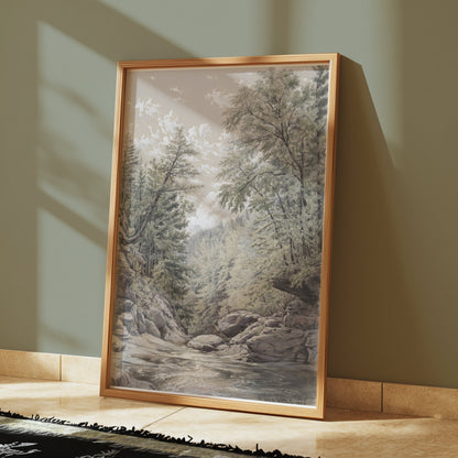 Premium Poster of Tranquil River Gorge with Lush Greenery Posters