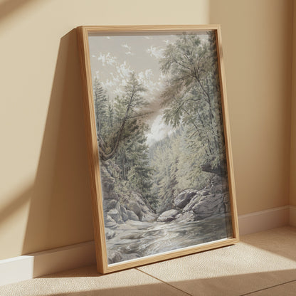 Premium Poster of Tranquil River Gorge with Lush Greenery Posters
