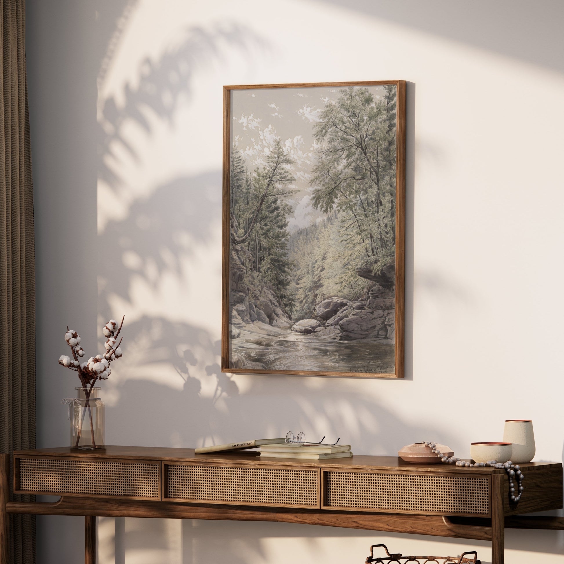 Premium Poster of Tranquil River Gorge with Lush Greenery Posters