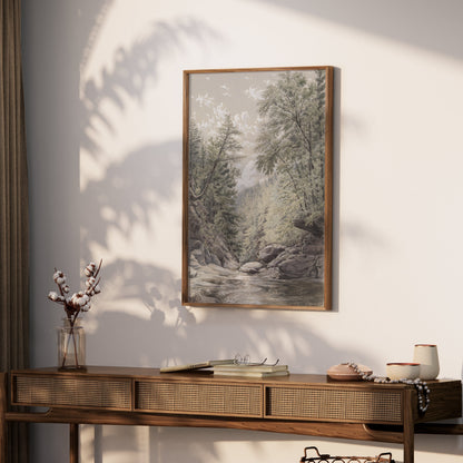 Premium Poster of Tranquil River Gorge with Lush Greenery Posters