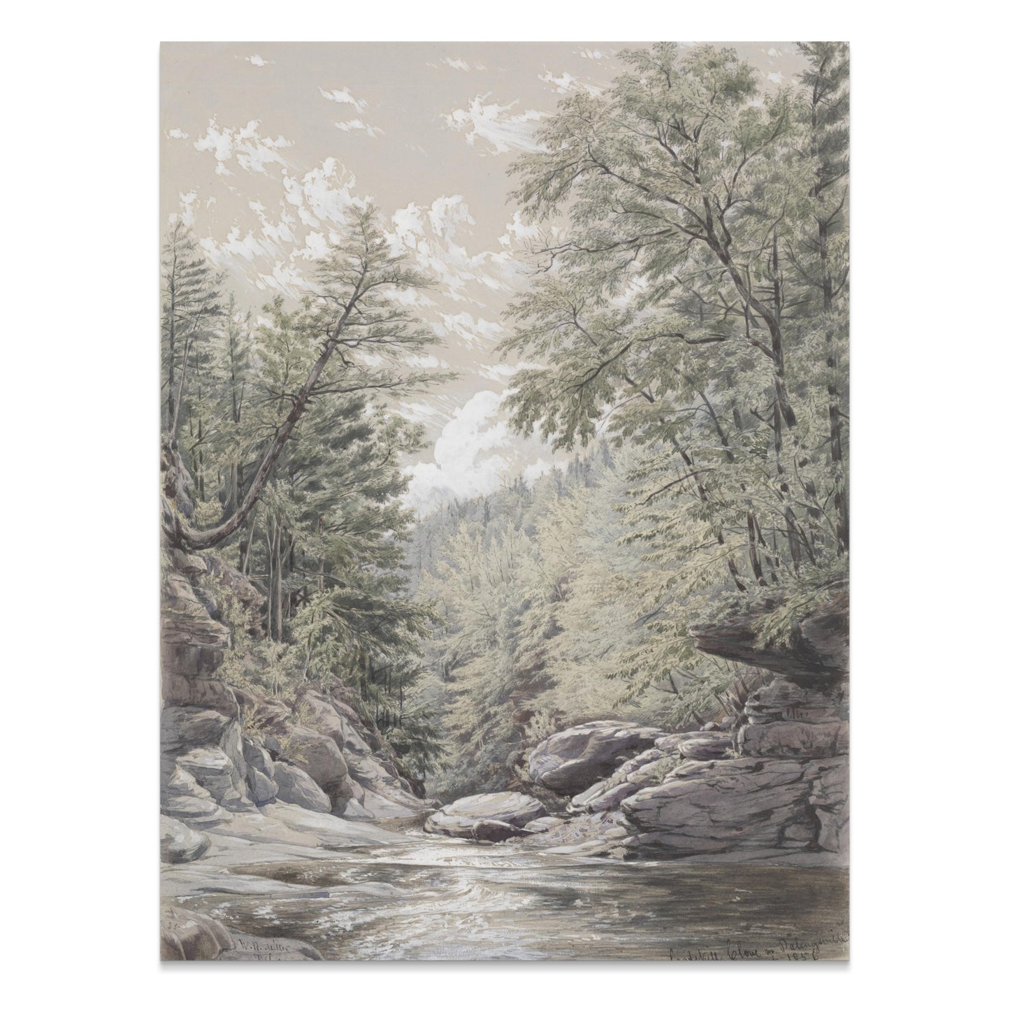 Premium Poster of Tranquil River Gorge with Lush Greenery Posters