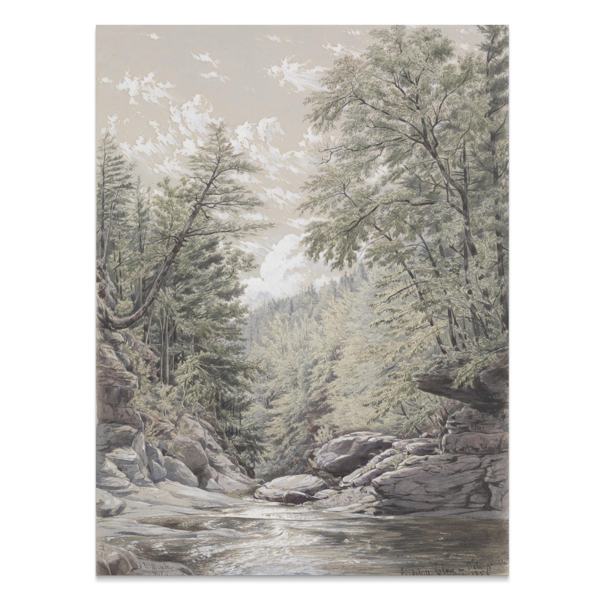 Premium Poster of Tranquil River Gorge with Lush Greenery Posters