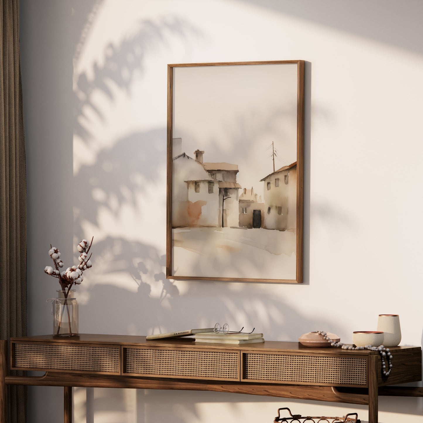 Premium Poster of Tranquil Townscape Watercolor Art Print Posters