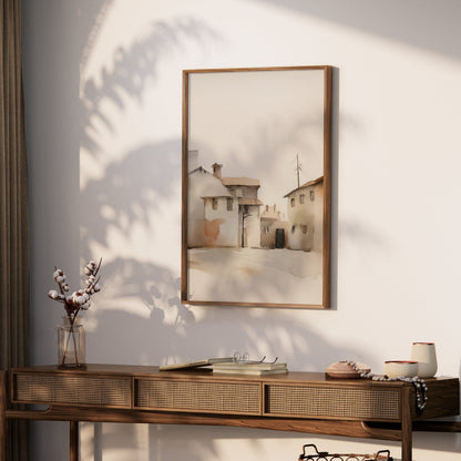 Premium Poster of Tranquil Townscape Watercolor Art Print Posters