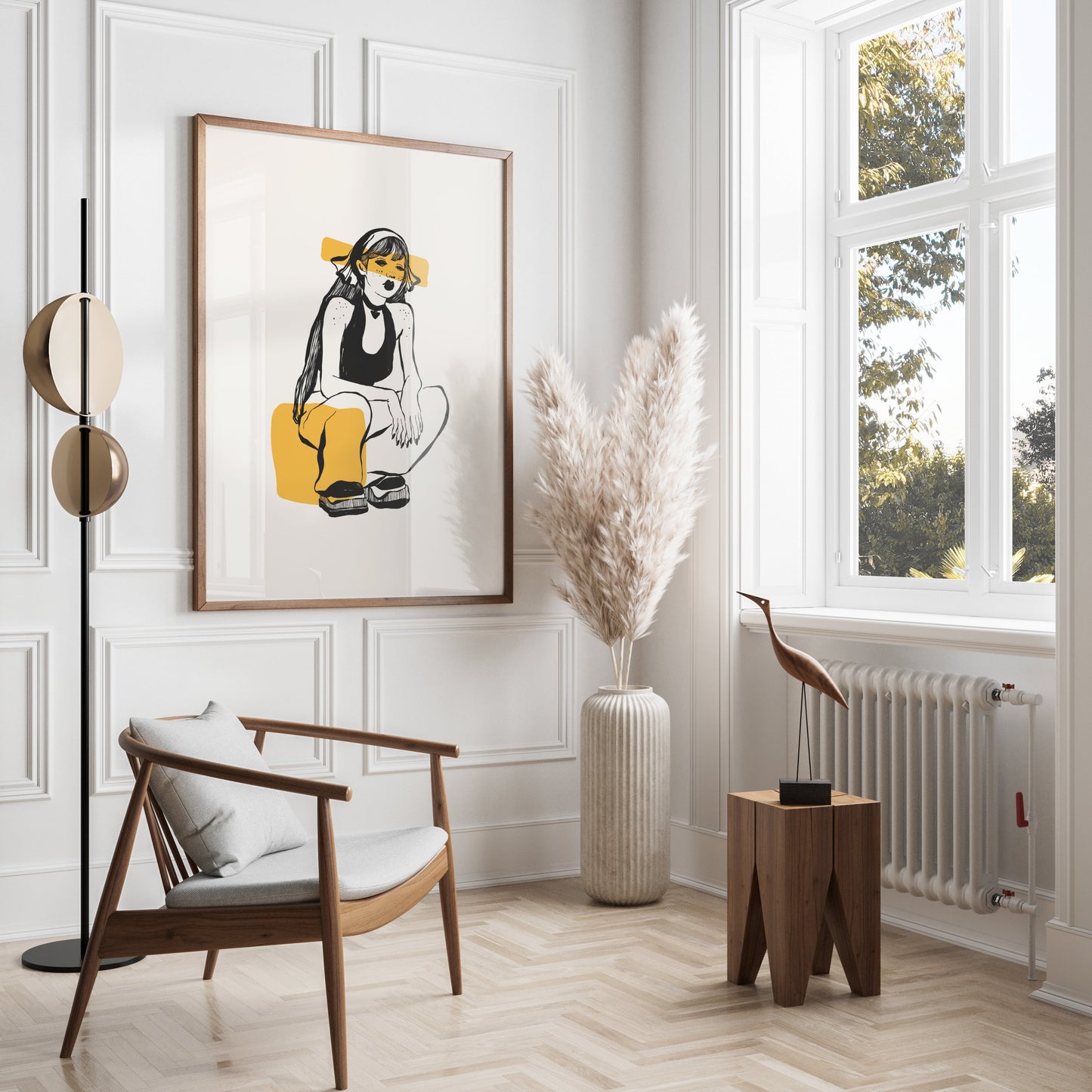 Premium Poster of Trendy Illustrated Girl with Yellow Highlights Posters
