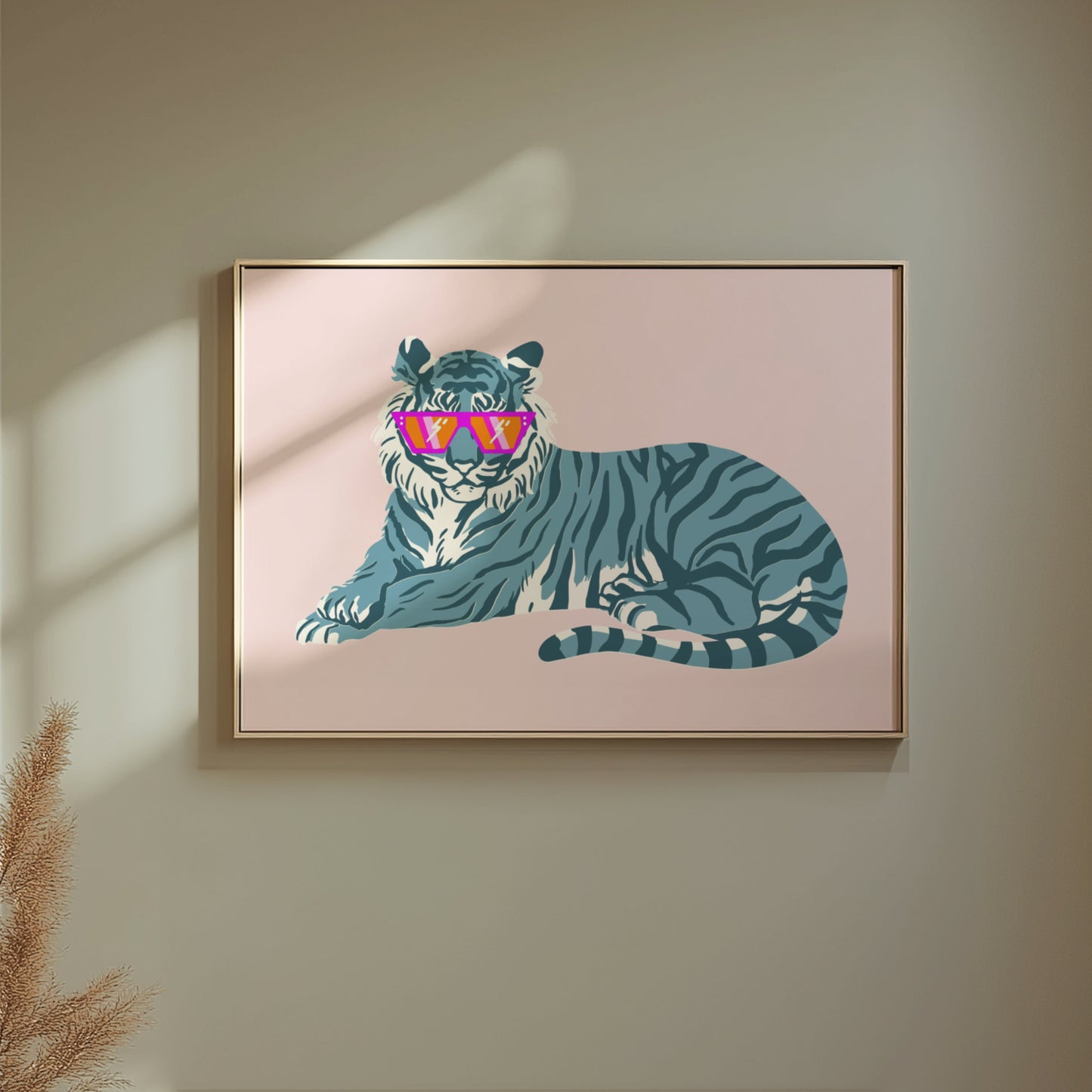 Premium Poster of Trendy Tiger in Oversized Sunglasses Art Print Posters