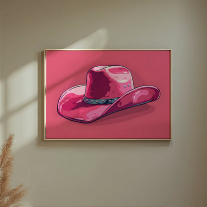 Premium Poster of Trendy Vibrant Pink Cowboy Hat Art Print Posters