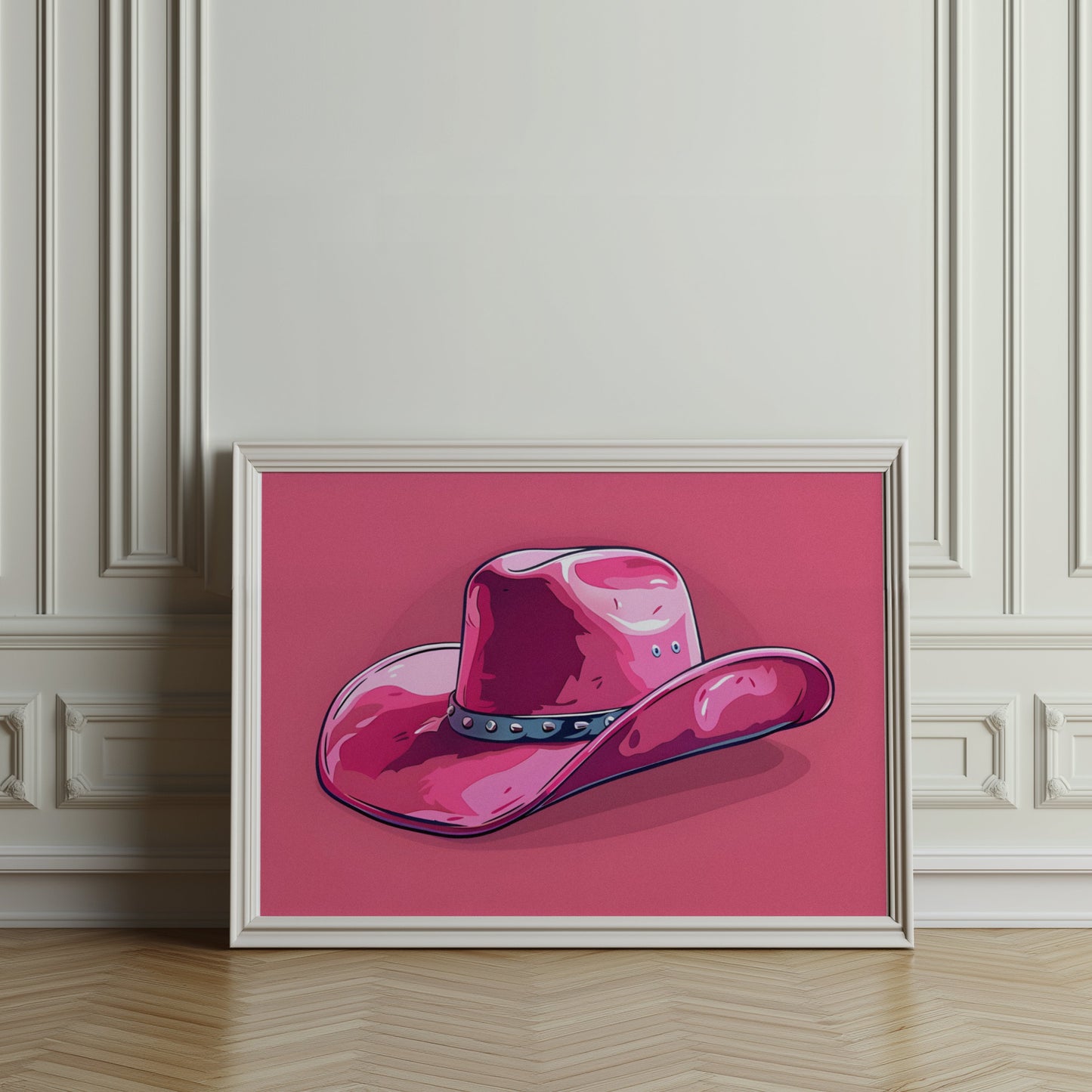 Premium Poster of Trendy Vibrant Pink Cowboy Hat Art Print Posters