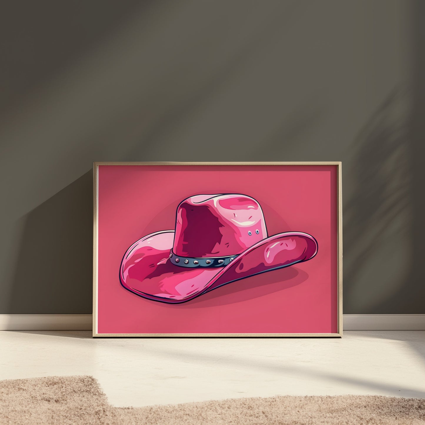 Premium Poster of Trendy Vibrant Pink Cowboy Hat Art Print Posters