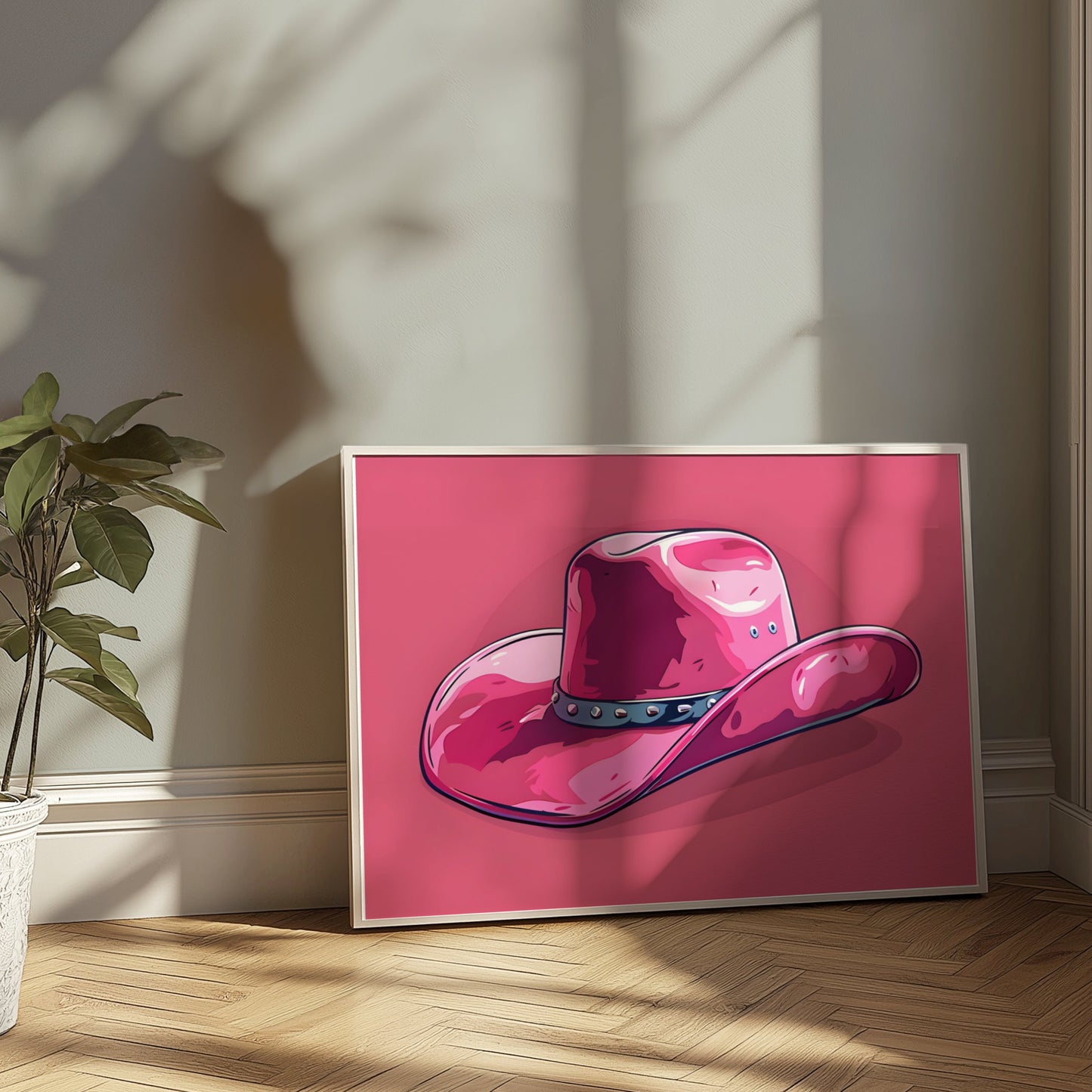 Premium Poster of Trendy Vibrant Pink Cowboy Hat Art Print Posters