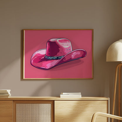 Premium Poster of Trendy Vibrant Pink Cowboy Hat Art Print Posters