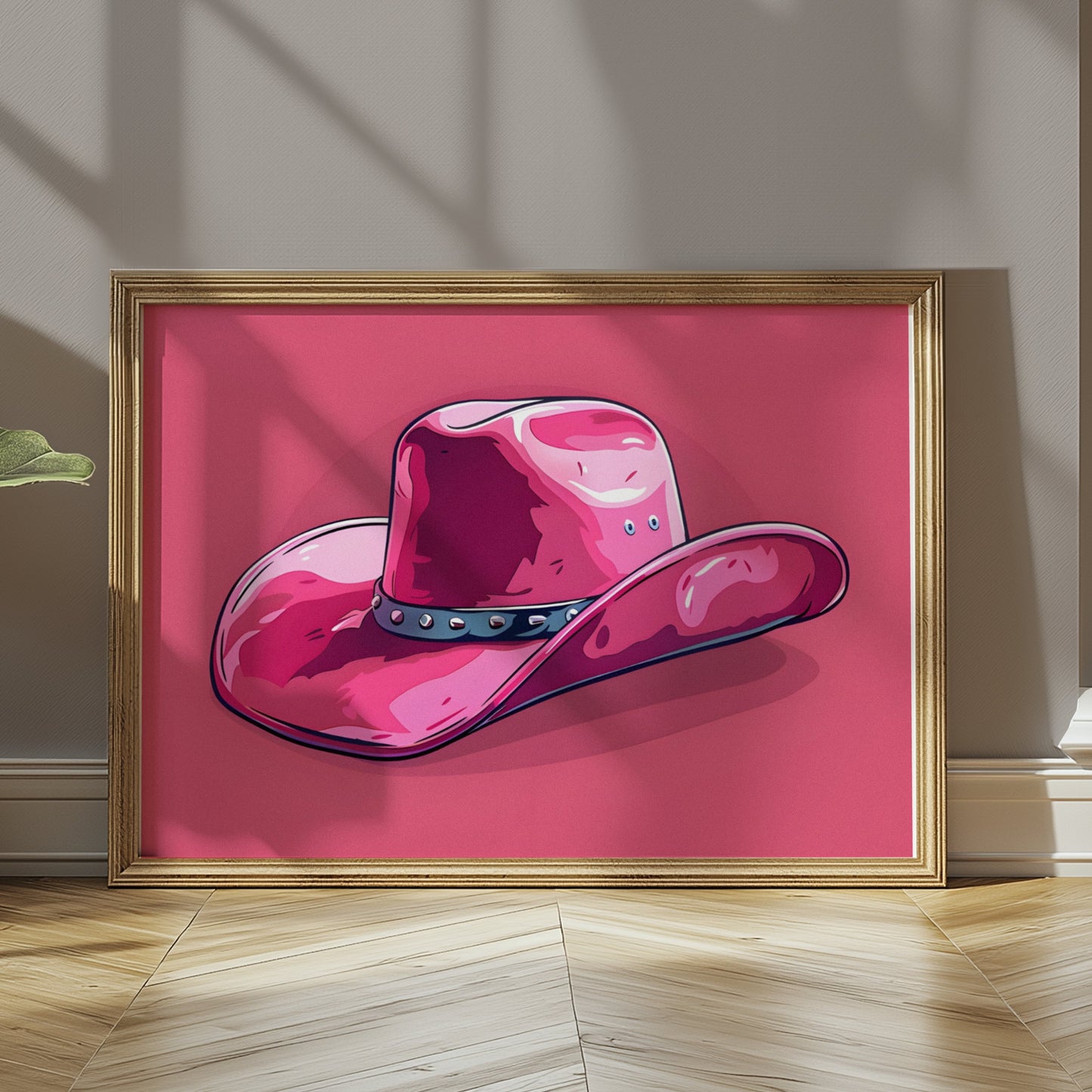 Premium Poster of Trendy Vibrant Pink Cowboy Hat Art Print Posters