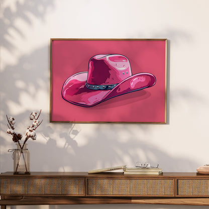 Premium Poster of Trendy Vibrant Pink Cowboy Hat Art Print Posters
