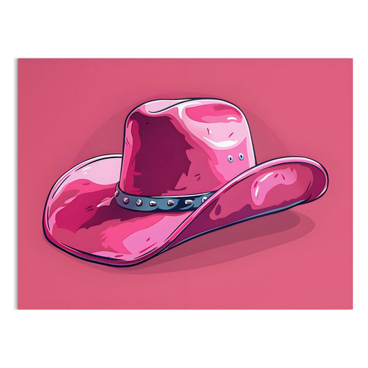 Premium Poster of Trendy Vibrant Pink Cowboy Hat Art Print Posters