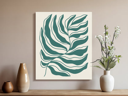 Premium Poster of Tropical Green Leaf Pattern Floral Wall Art Canvas Wraps